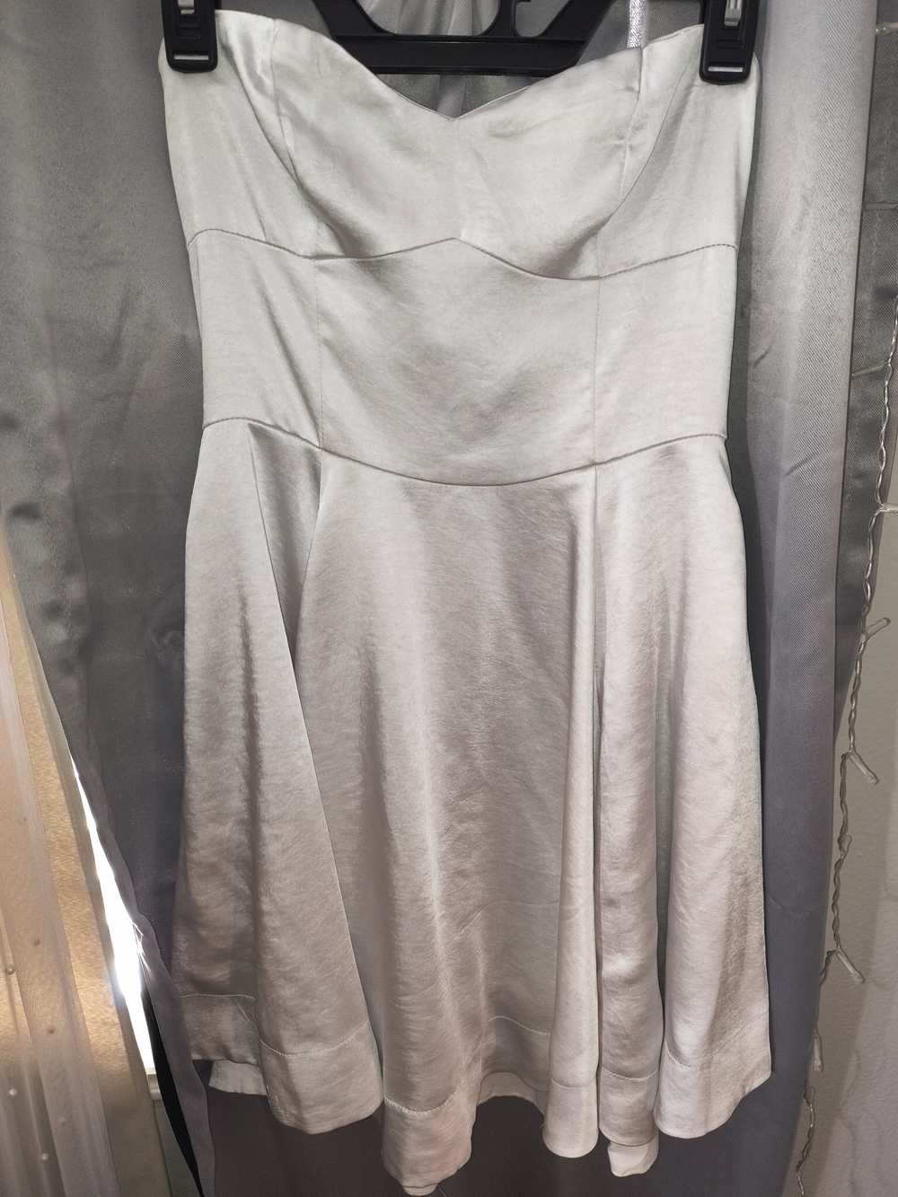 Altar'd State Ivory Satin Strapless Fit & Flare Mini Dress | Sweetheart Neckline
